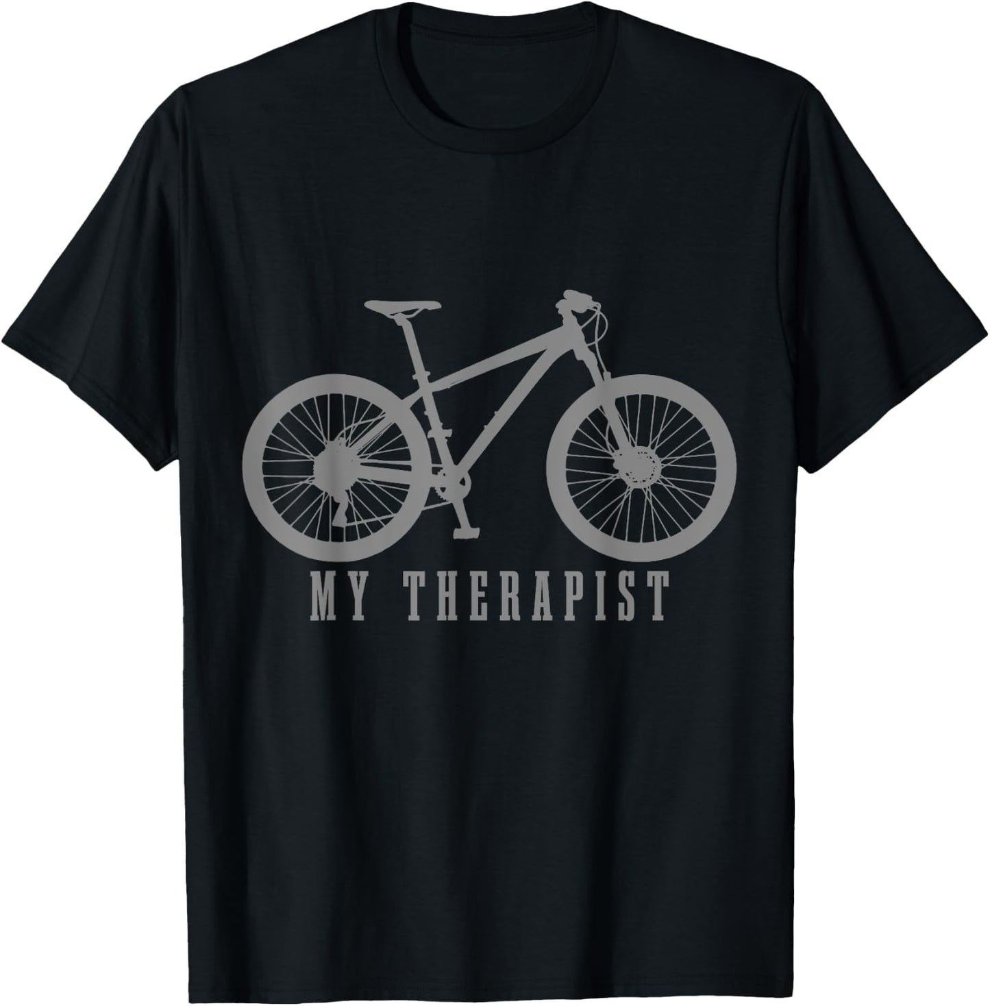 Mountain Bike My Therapist Funny MTB Biker Bicycle Cycling T-Shirt - T-Shirt | Black
