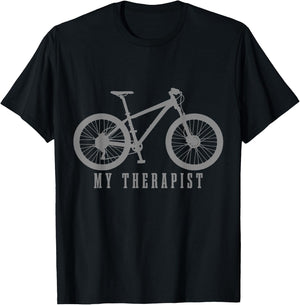 Mountain Bike My Therapist Funny MTB Biker Bicycle Cycling T-Shirt - T-Shirt | Black
