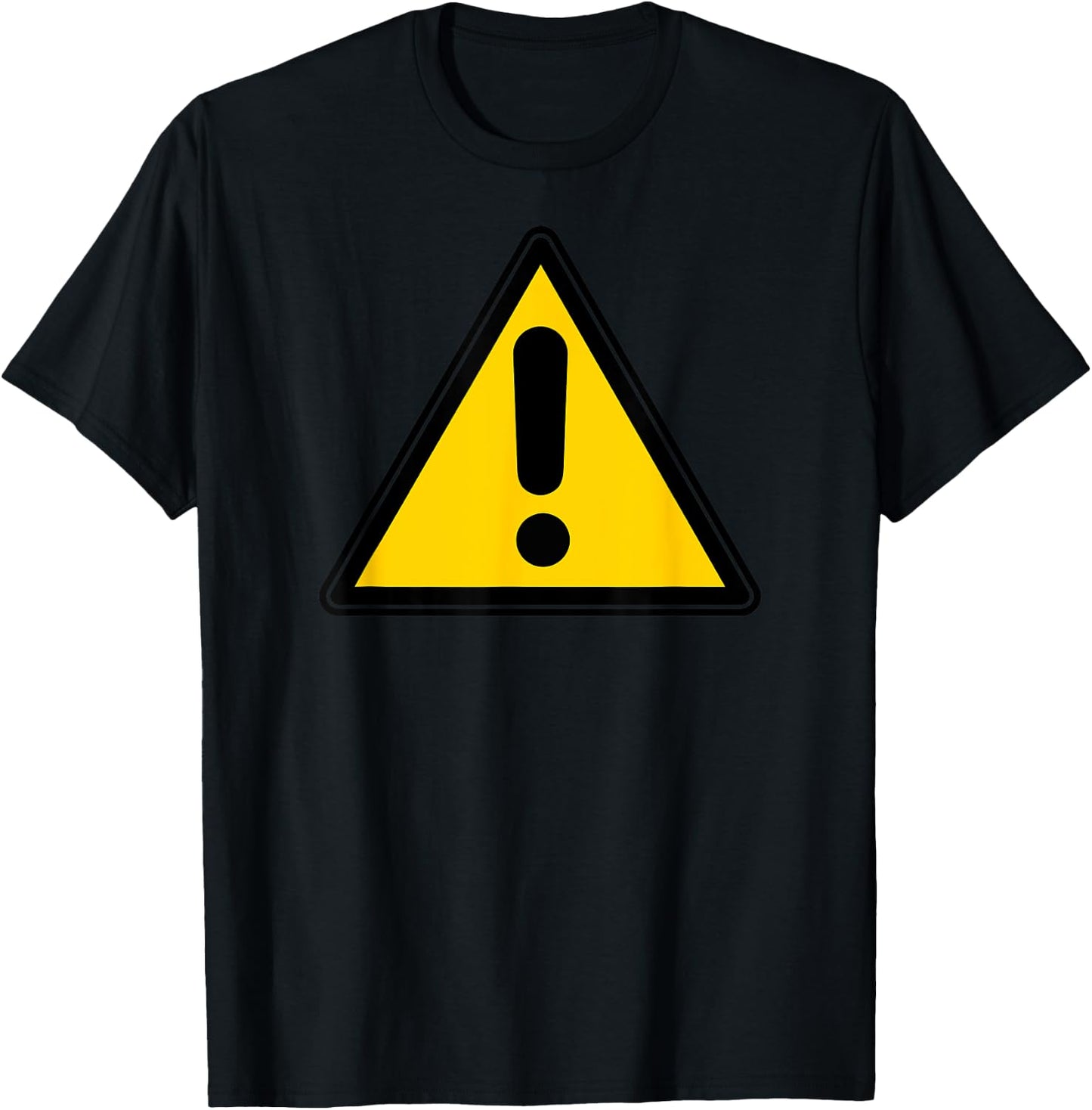 Yellow Caution Warning Exclamation Street Sign Triangle T-Shirt - T-Shirt | Black
