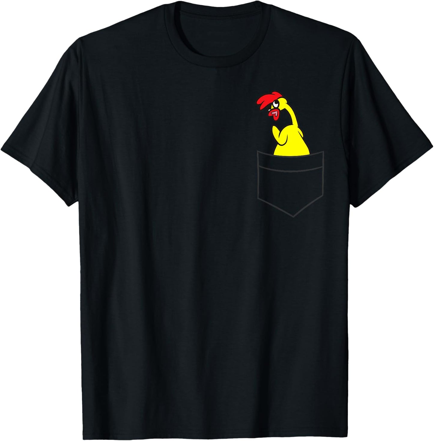 Rubber Chicken Lover Rubber Chicken In a Pocket T-Shirt - T-Shirt | Black