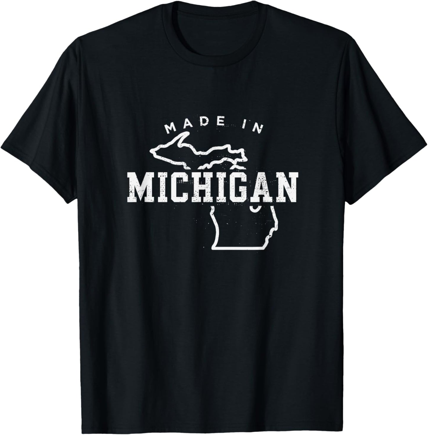 Made In Michigan Michigan Patriotic US Map Hometown Women Men T-Shirt - T-Shirt | Black