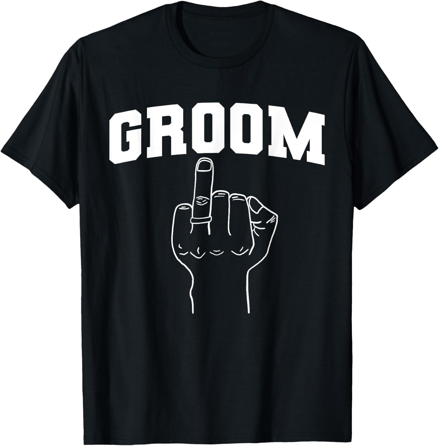 Wedding Honeymoon Bachelor Finger Ring Hubby Funny Groom T-Shirt - T-Shirt | Black