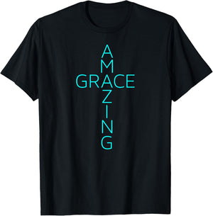 Amazing Grace Cross Gods Grace & Mercy T Shirt T-Shirt - T-Shirt | Black
