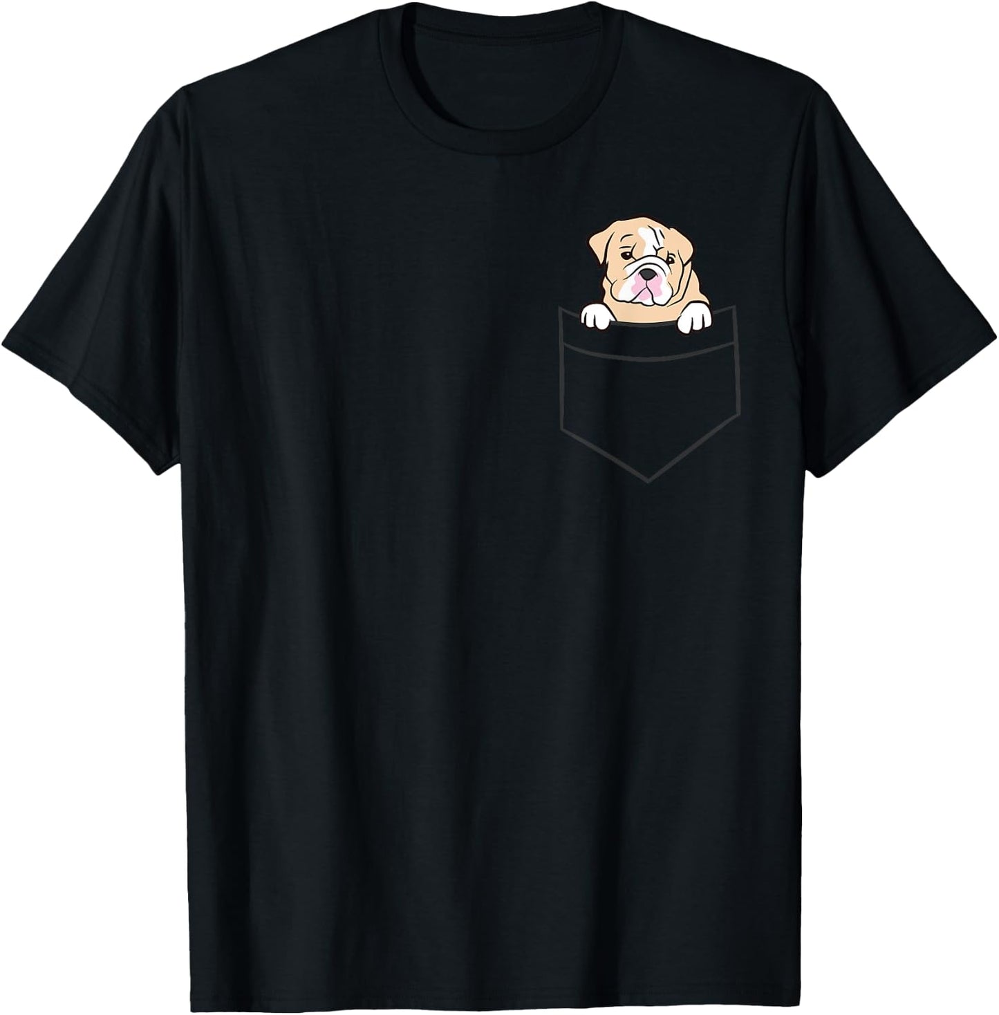 Cute British Bulldog In The Pocket Love English Bulldogs Men Women Girls Kids T-Shirt - T-Shirt | Black