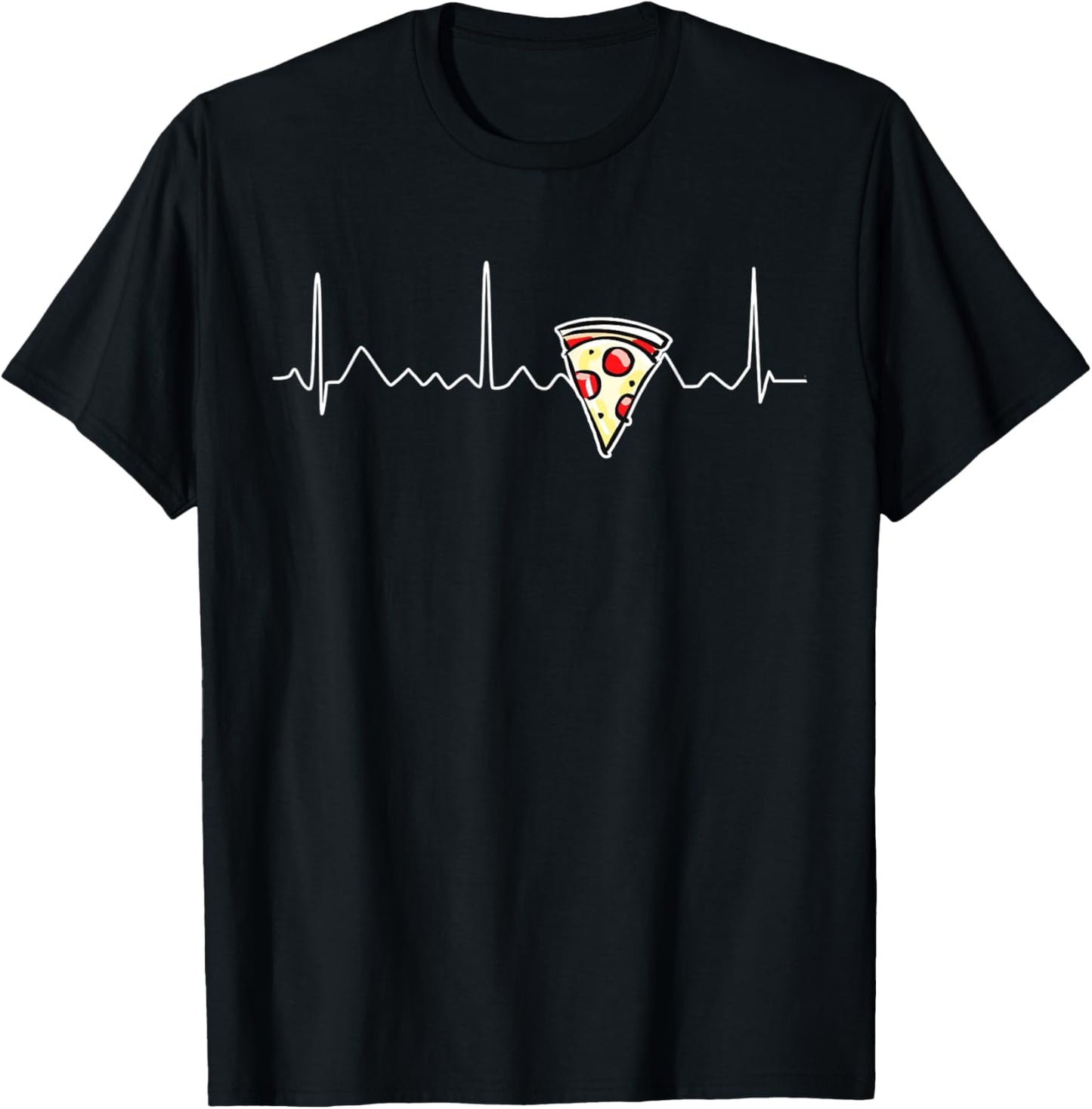 Funny Pizza Heartbeat - Funny Gift Pizza Lovers T-Shirt - T-Shirt | Black