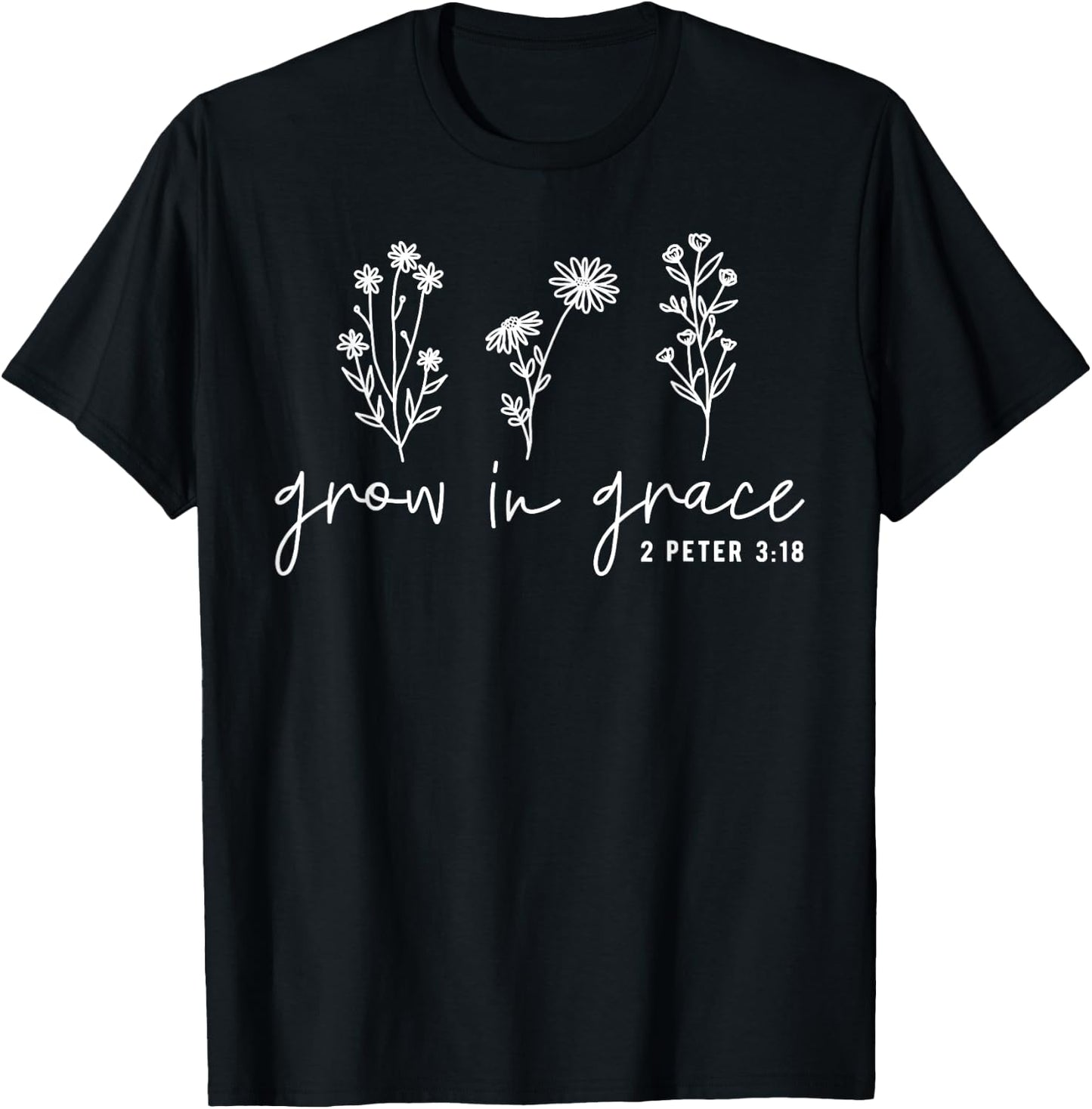 Grow In Grace Christian Easter Day T-Shirt - T-Shirt | Black
