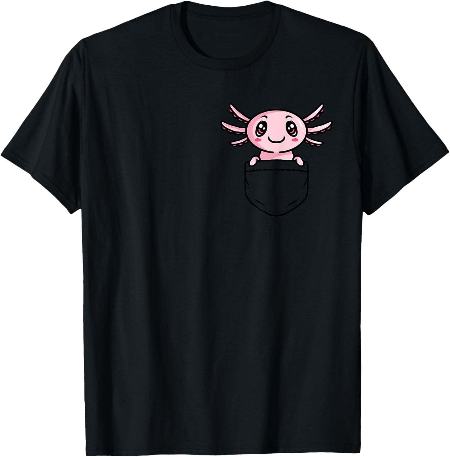 Kawaii Axolotl in Pocket Amphibian Animal Axolotl Lover T-Shirt - T-Shirt | Black