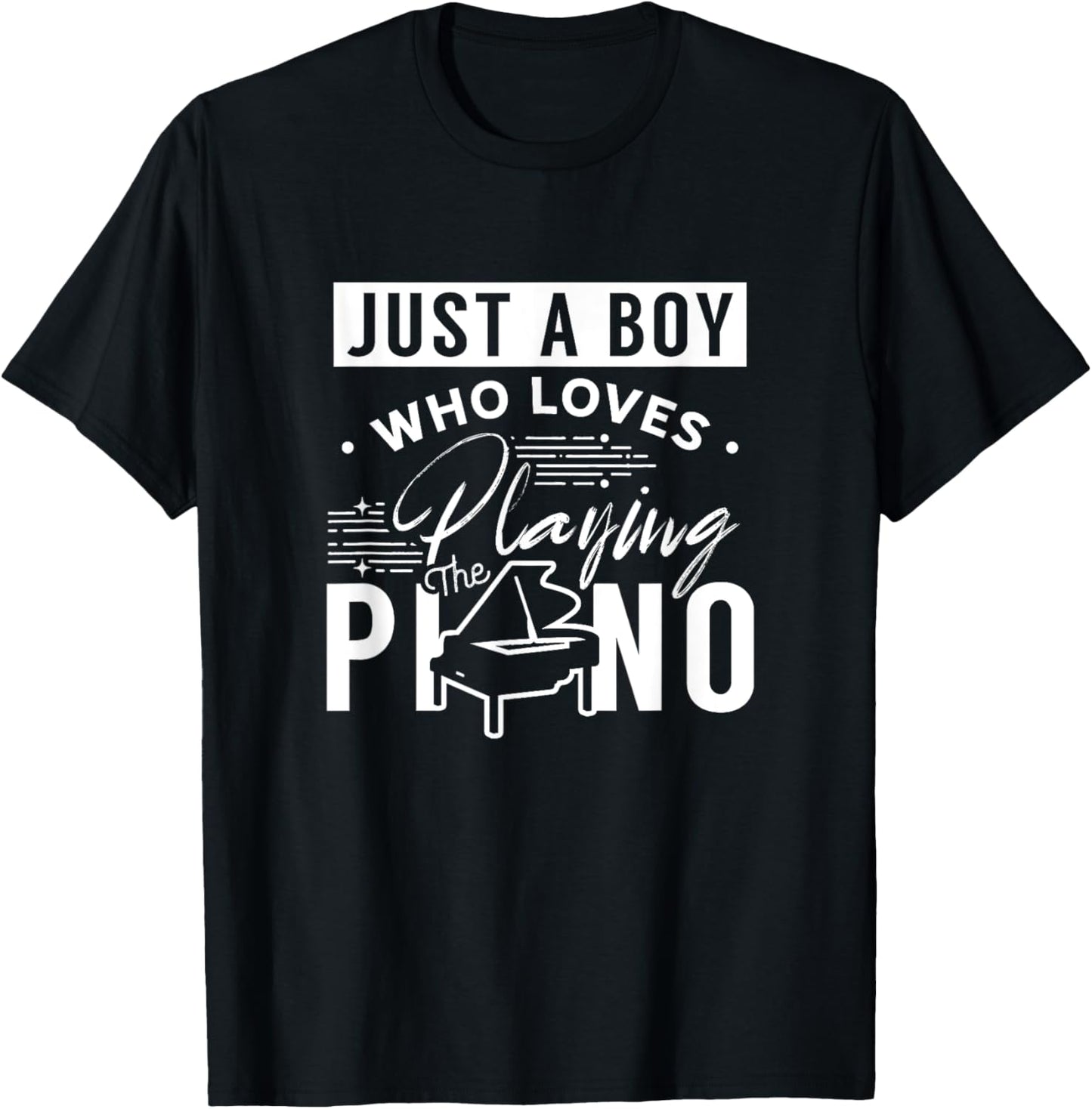 A Boy Who Loves Playing The Piano Pianist Musician Pianos T-Shirt - T-Shirt | Black