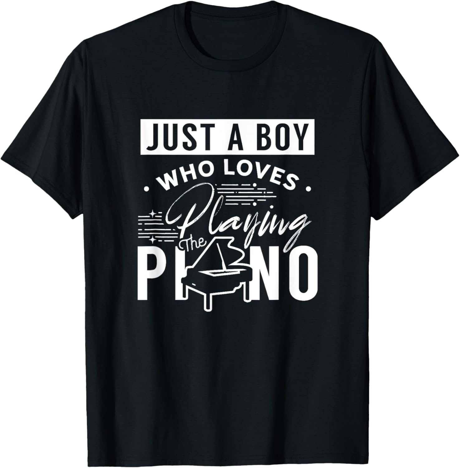 A Boy Who Loves Playing The Piano Pianist Musician Pianos T-Shirt - T-Shirt | Black