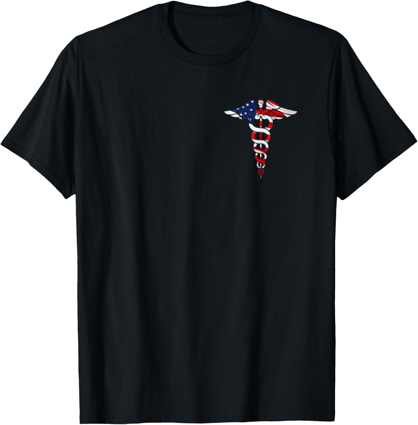 Funny Shirt Nurse Caduceus American flag Hot Trend T-Shirt - T-Shirt | Black