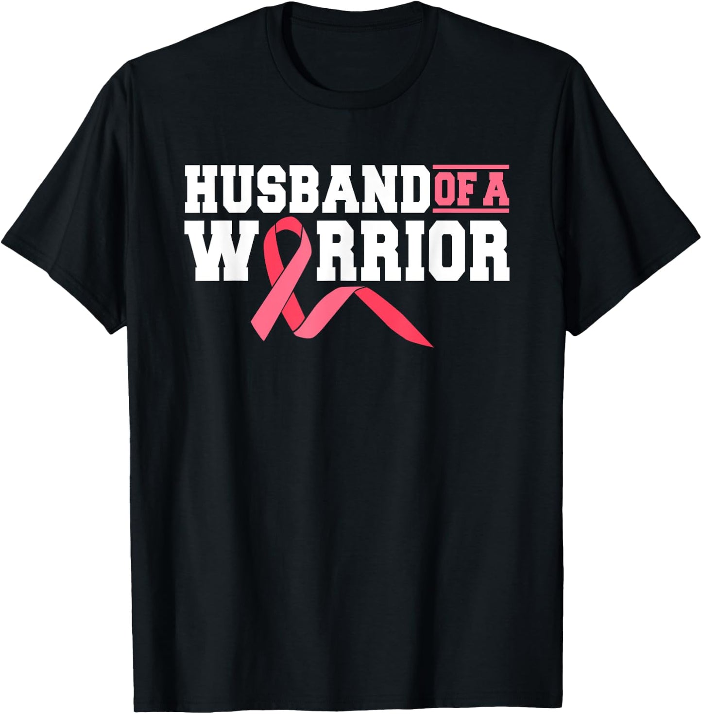 Husband Of A Warrior Breast Cancer Survivor Supporter T-Shirt - T-Shirt | Black