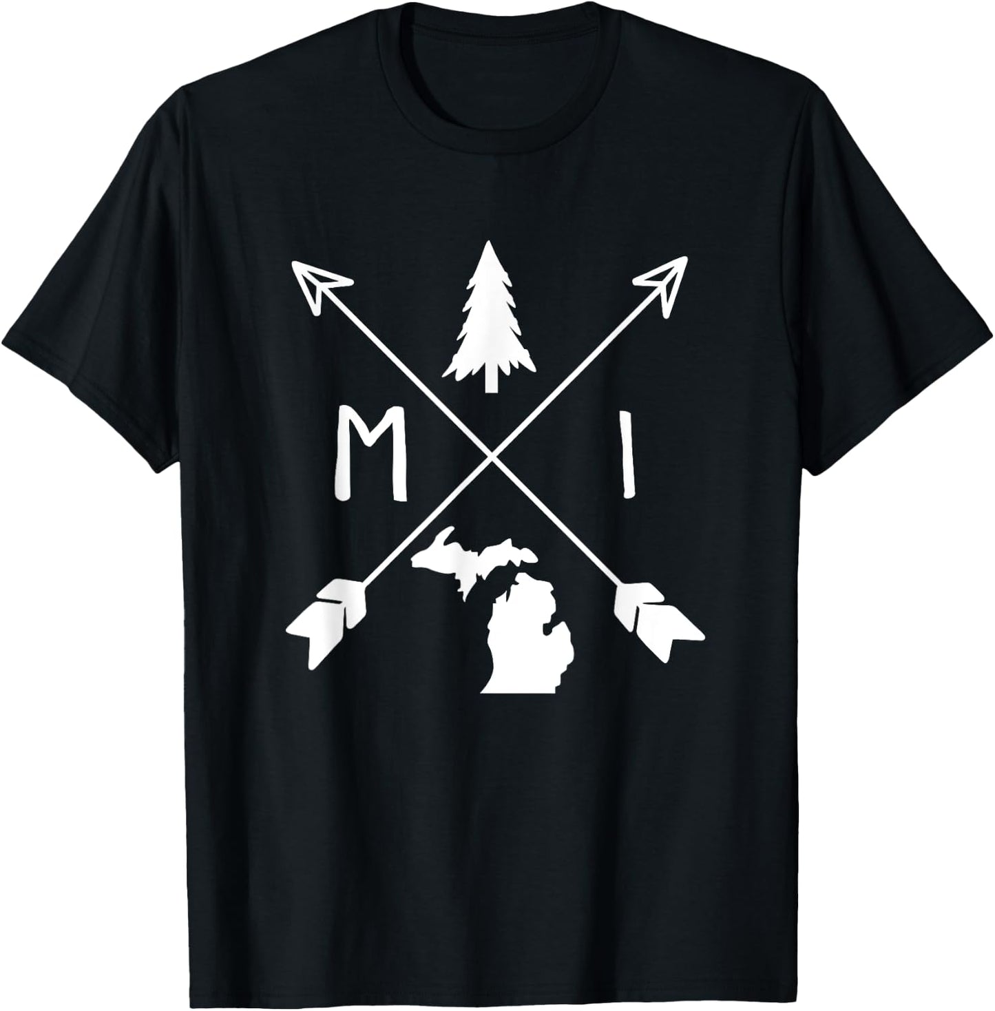 Michigan Up North Home State Midwest Vintage Retro T-Shirt - T-Shirt | Black