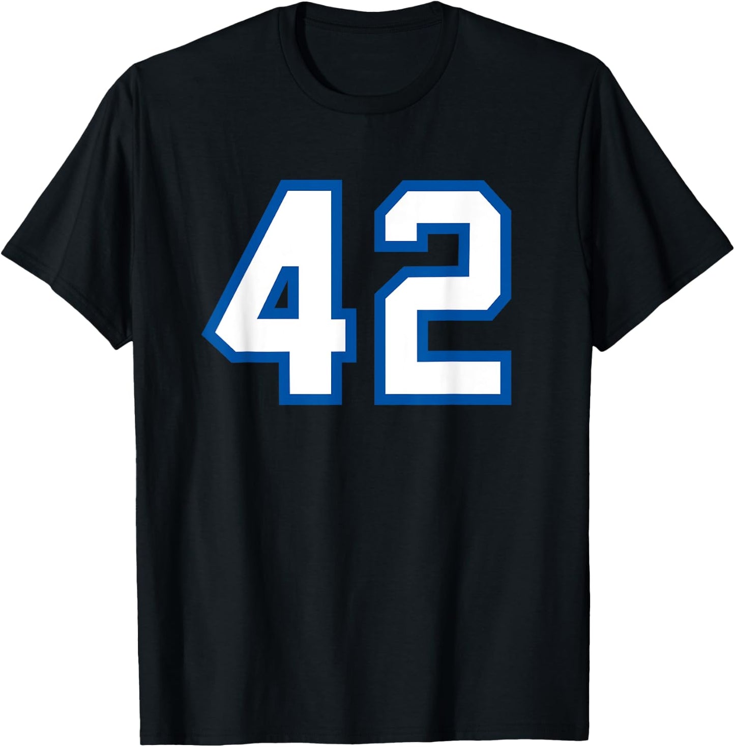 Number #42 Sport White Blue Number T-Shirt - T-Shirt | Black