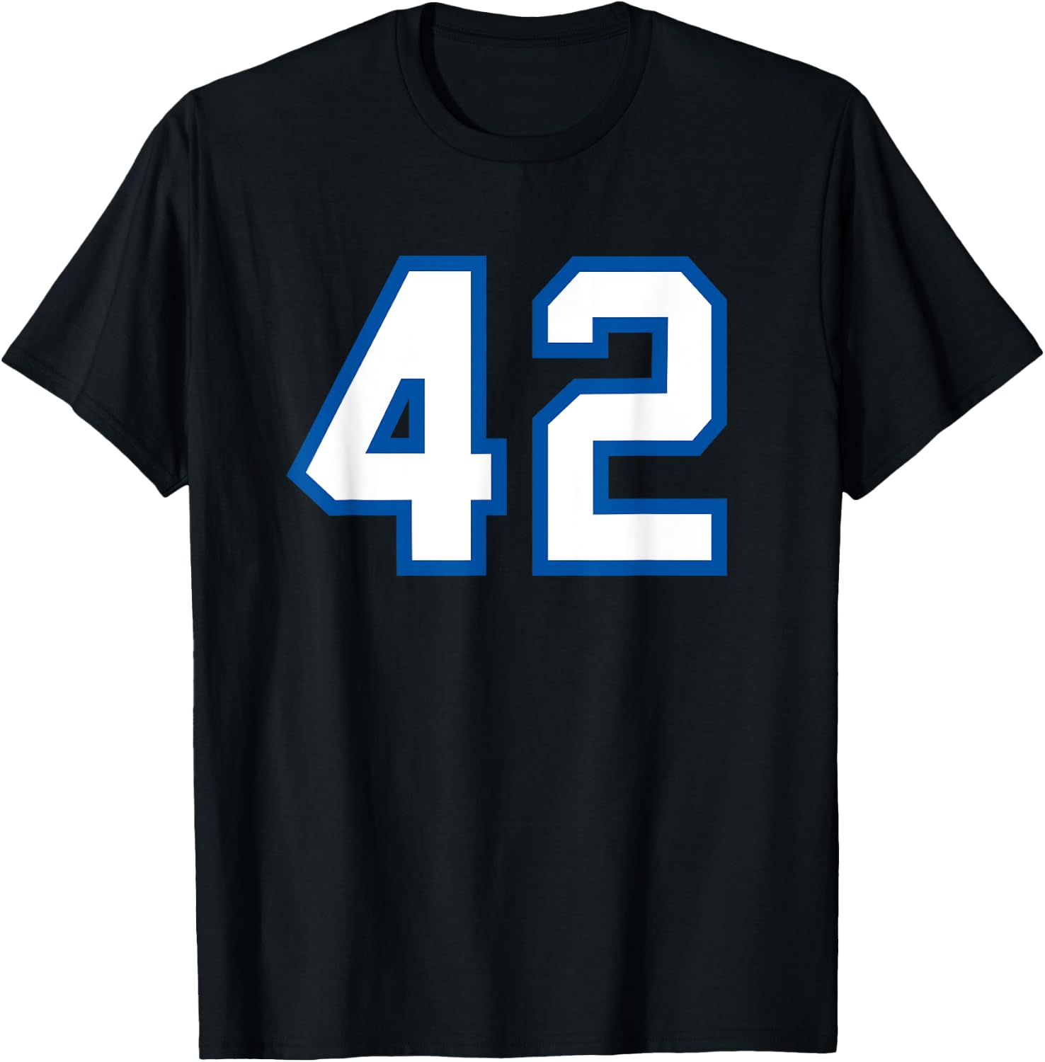 Number #42 Sport White Blue Number T-Shirt - T-Shirt | Black