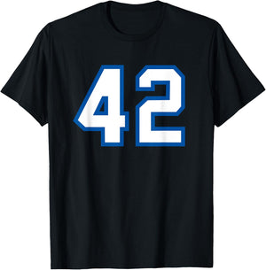 Number #42 Sport White Blue Number T-Shirt - T-Shirt | Black