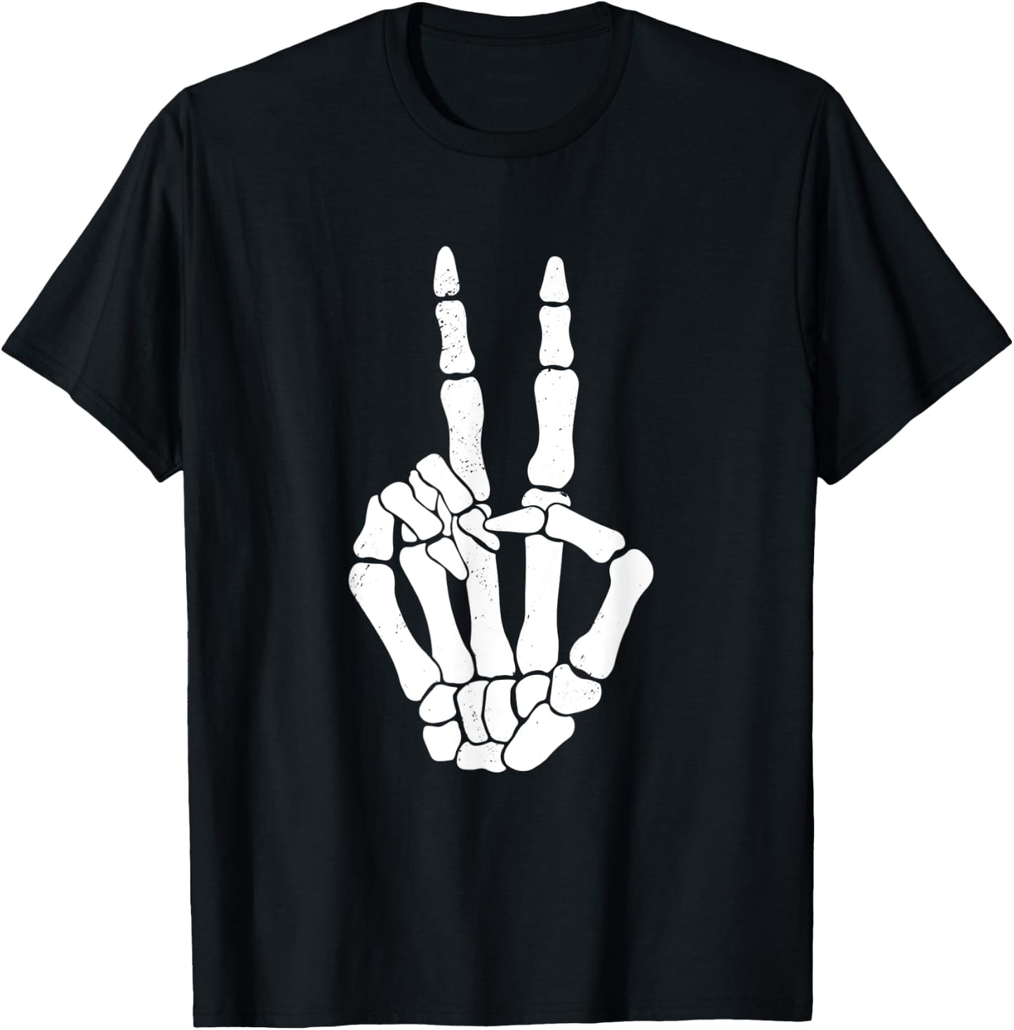 Skeleton Peace Sign Skeleton Halloween Creatures Love T-Shirt - T-Shirt | Black