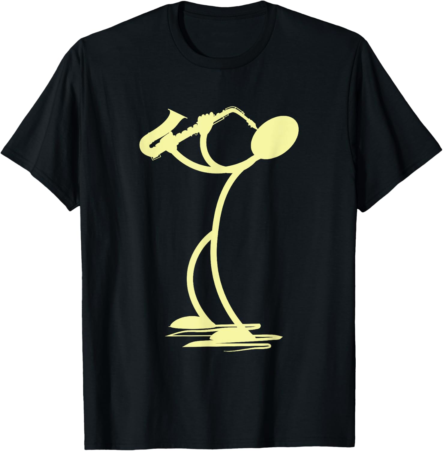 Sax Man Jazz Music Saxophone Player Cartoon Musician T-Shirt - T-Shirt | Black