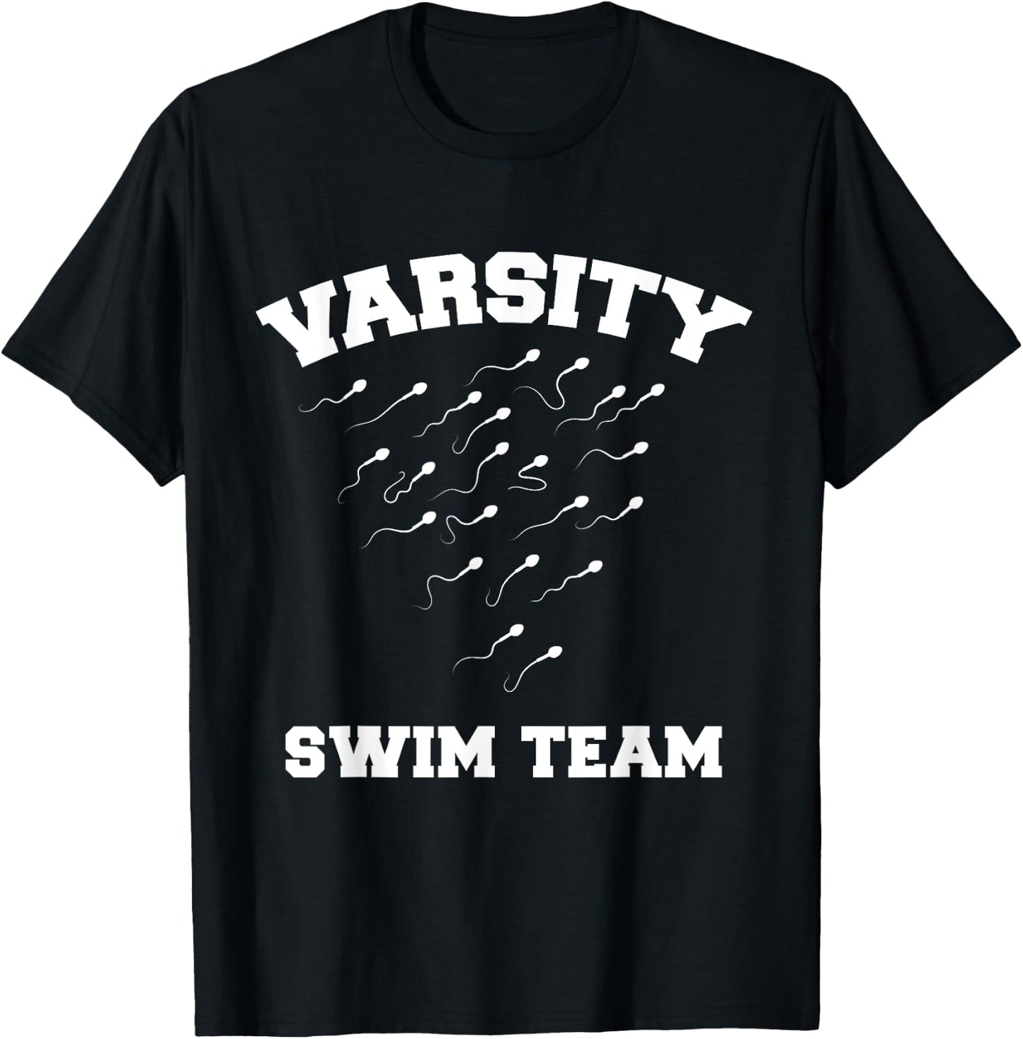 CRUDO Varsity Swim Team Swimming Sperm -Adults Black Short Sleeve Modern T-Shirt - T-Shirt | Black