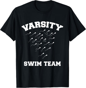 CRUDO Varsity Swim Team Swimming Sperm -Adults Black Short Sleeve Modern T-Shirt - T-Shirt | Black