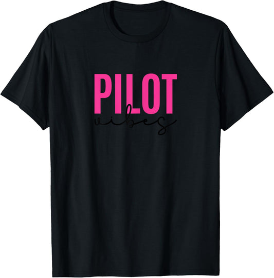 Female Pilot Vibes Funny Aviation T-Shirt - T-Shirt | Black
