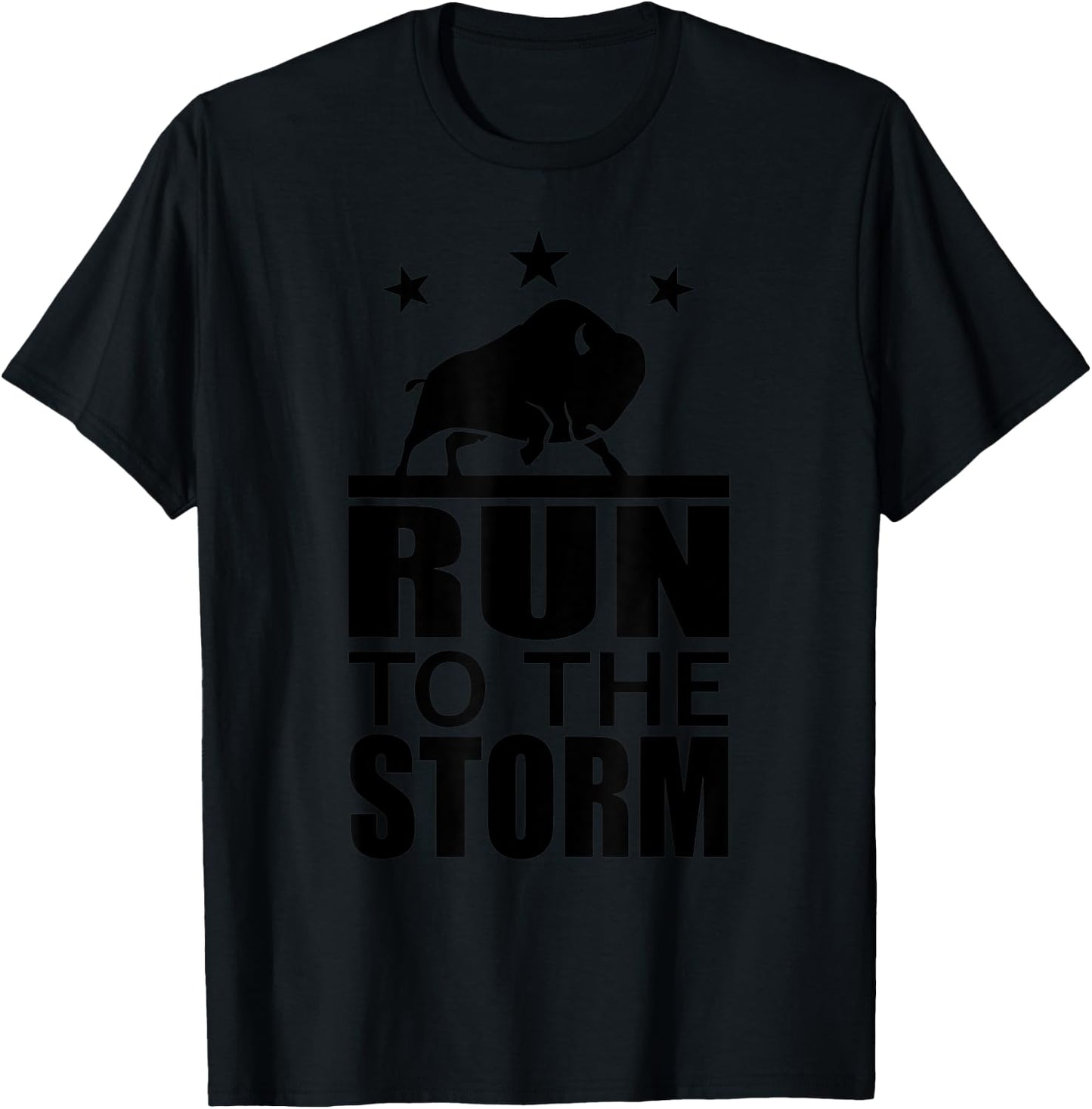 Run To The Storm - Bison American Fitness Sports Motivation T-Shirt - T-Shirt | Black