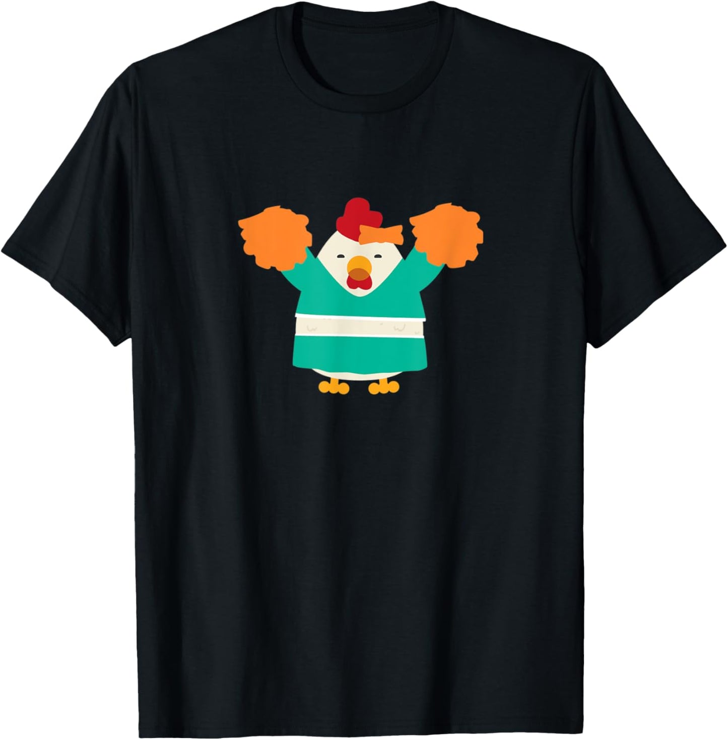 Cheerleading Chicken Funny Cheerleader Pom Poms T-Shirt - T-Shirt | Black
