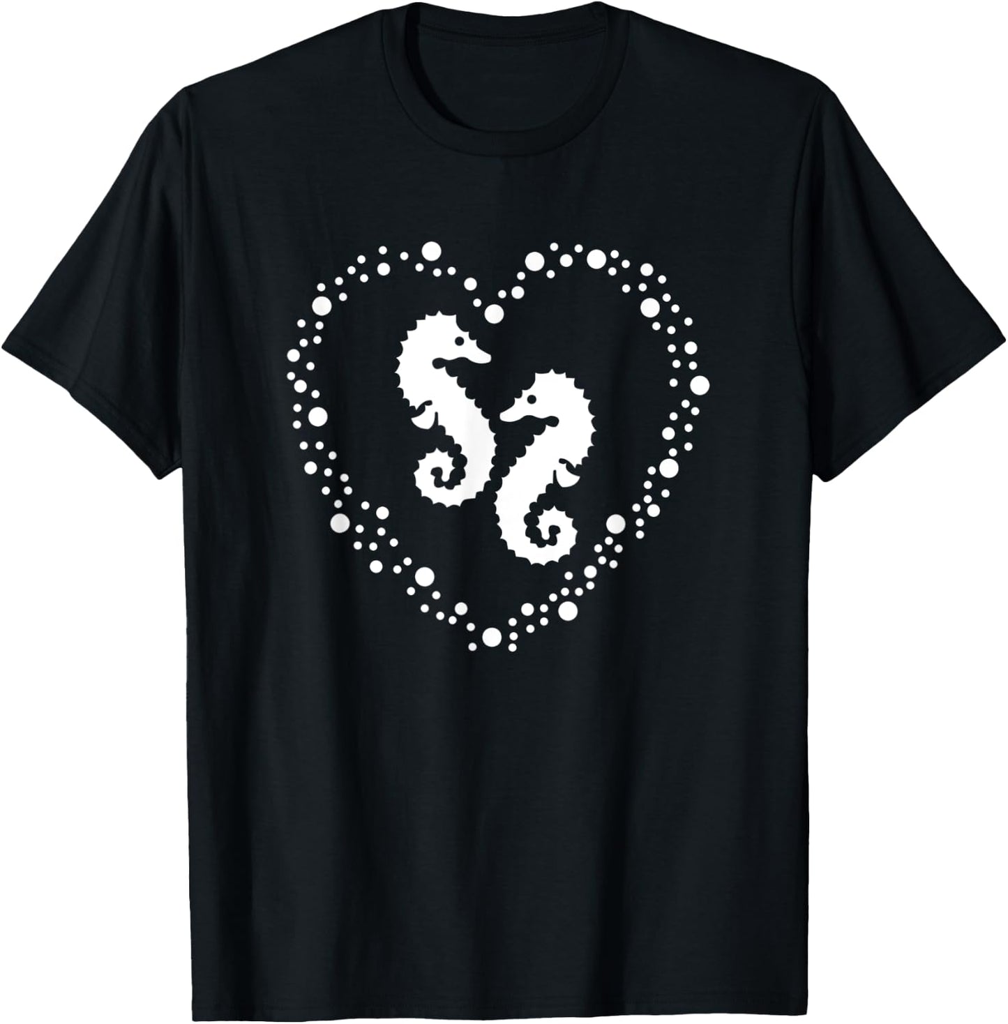 Seahorses in love in bubble heart mystical sea creatures T-Shirt - T-Shirt | Black