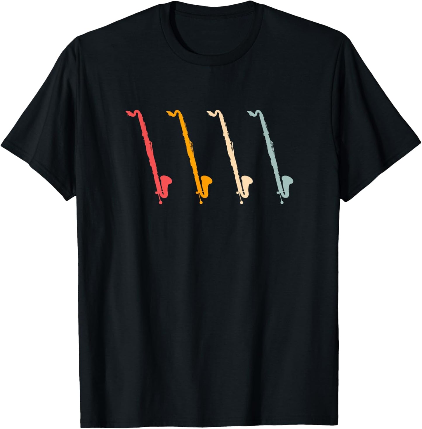 Contrabass Clarinet Retro Bass Clarinet Silhouette T-Shirt - T-Shirt | Black