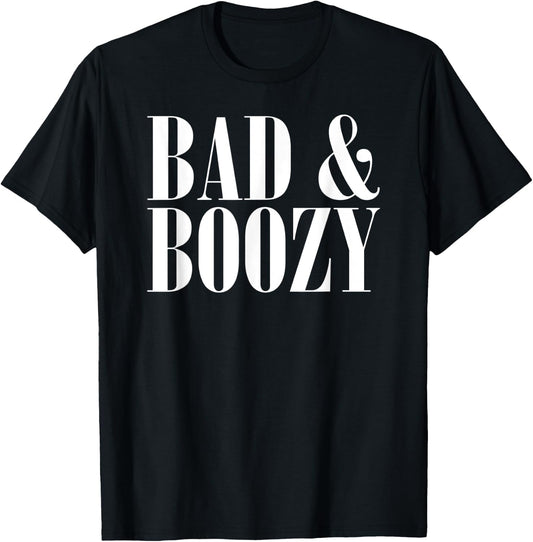 Bad & Boozy Bachelorette Party Funny Summer Beer Pun T-Shirt - T-Shirt | Black