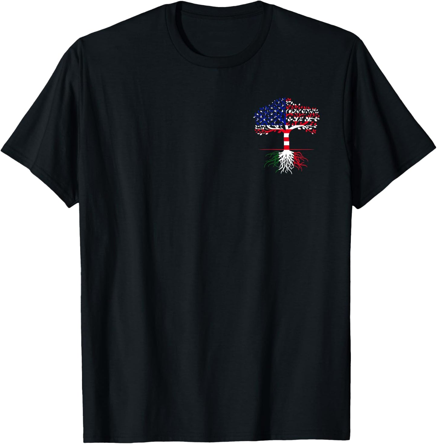 American Grown Italian Roots Italian American Flag Patriotic T-Shirt - T-Shirt | Black