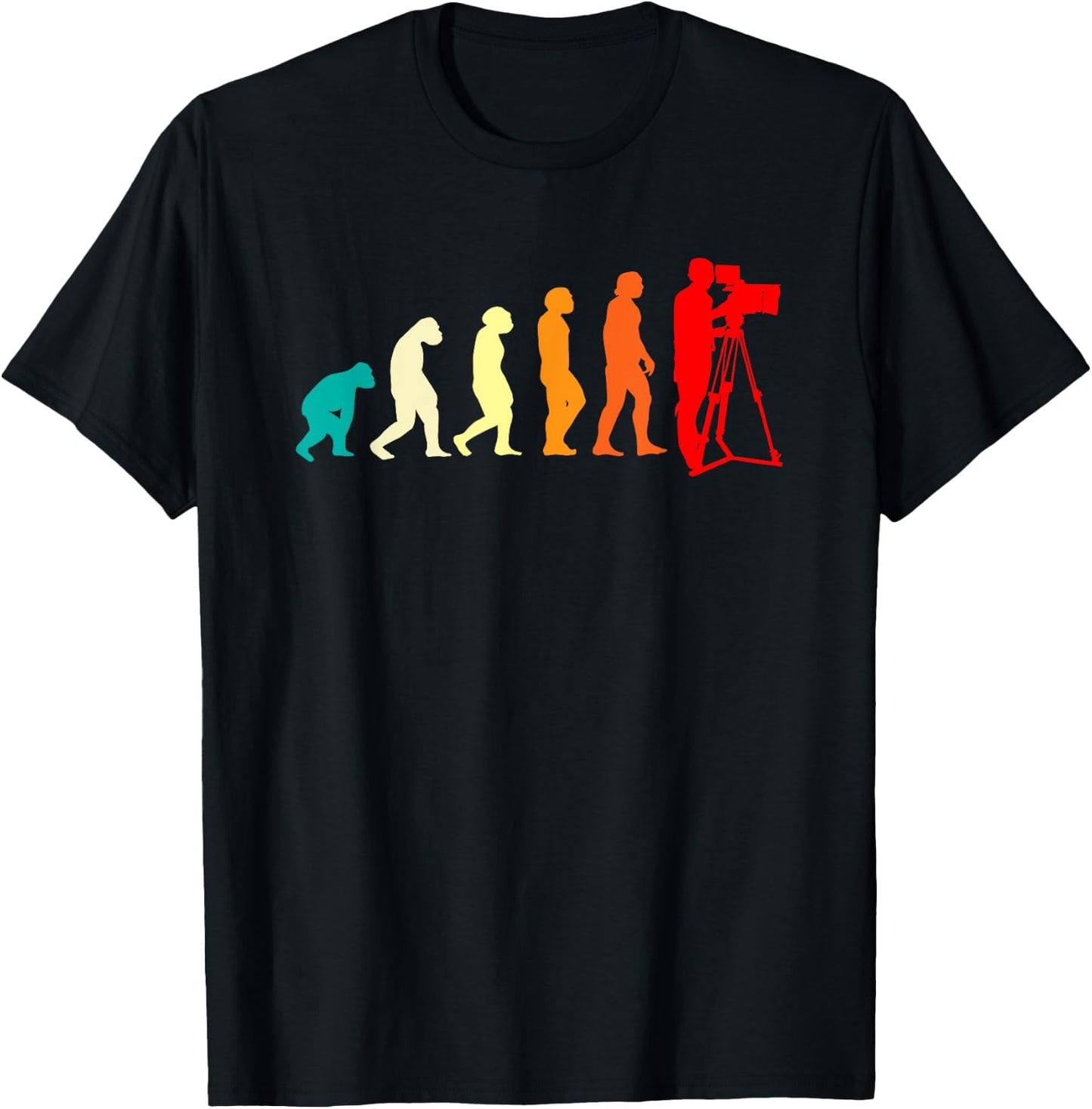 Film School Filmmaker Cinematographer Evolution Retro T-Shirt - T-Shirt | Black