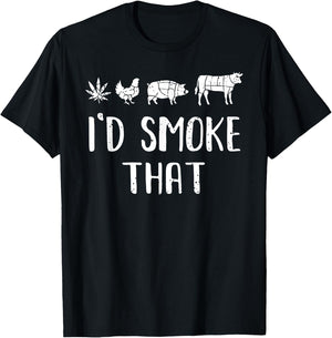 I'd Smoke That Funny BBQ weed cannabis T-Shirt - T-Shirt | Black