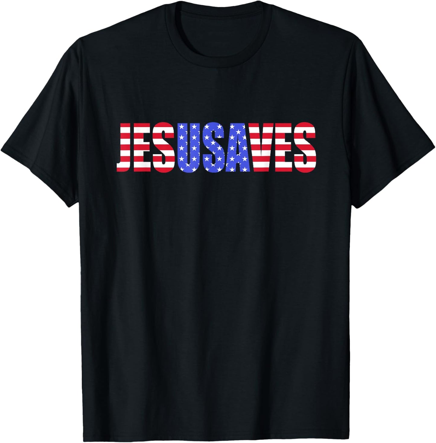 Jesus Saves USA America Patriotic Women Men T-Shirt - T-Shirt | Black