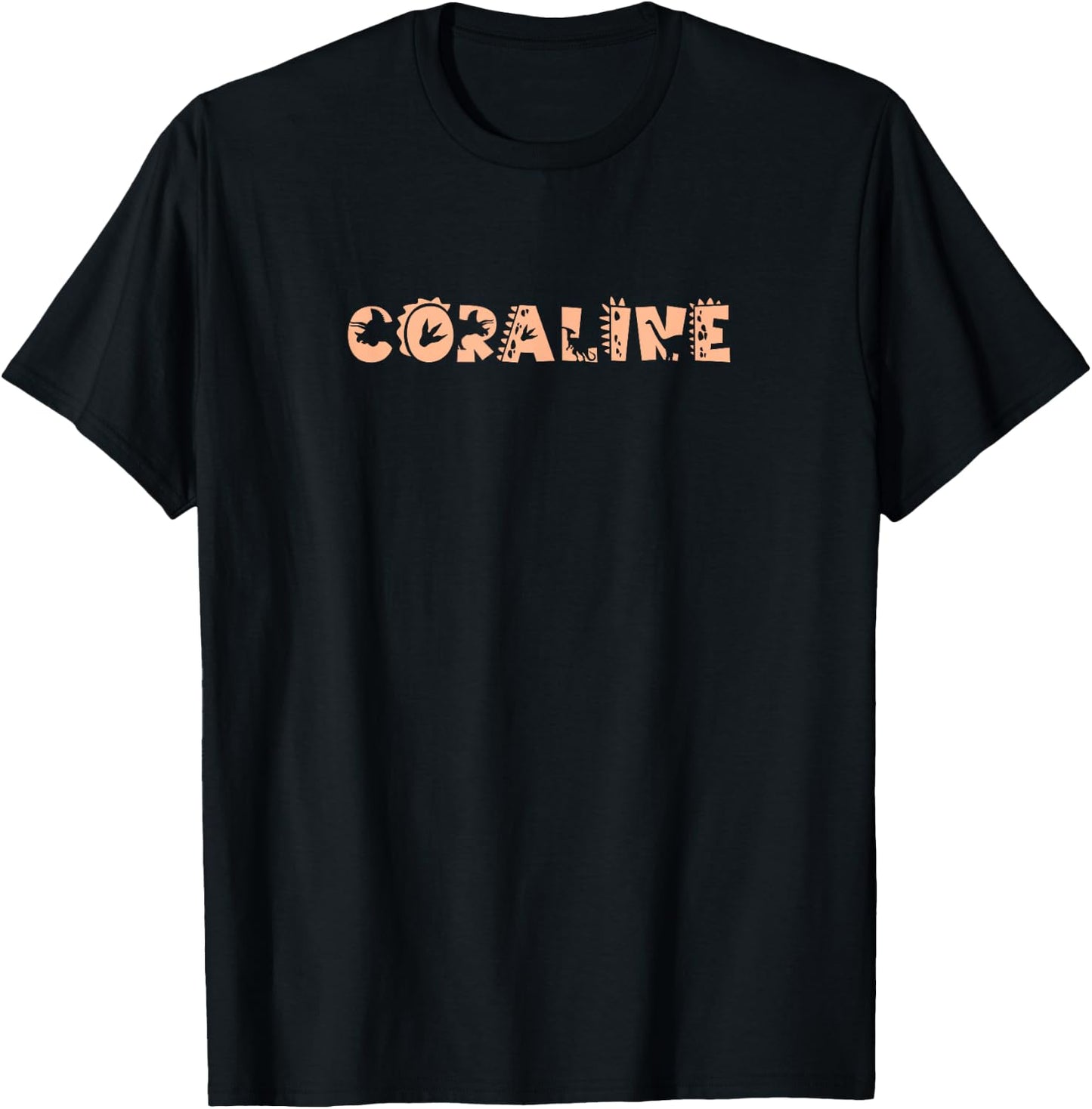 Coraline Personalized Boys Dinosaur T Rex Cute Custom T-Shirt - T-Shirt | Black