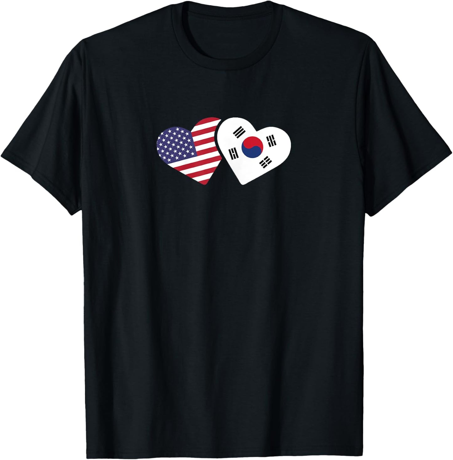 South Korea USA Flag Shirt Heart Korean American Love Gift Women T-Shirt - T-Shirt | Black