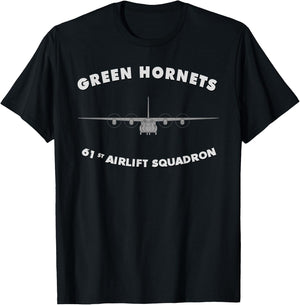 61st Airlift Squadron "Green Hornets" C-130 Hercules T-Shirt - T-Shirt | Black