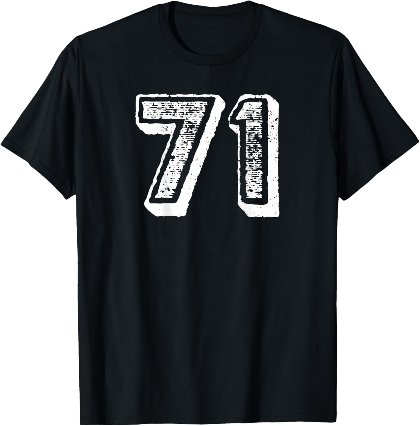 Number 71 Sports Jersey Player #71 Fan BACK PRINT Vintage T-Shirt - T-Shirt | Black