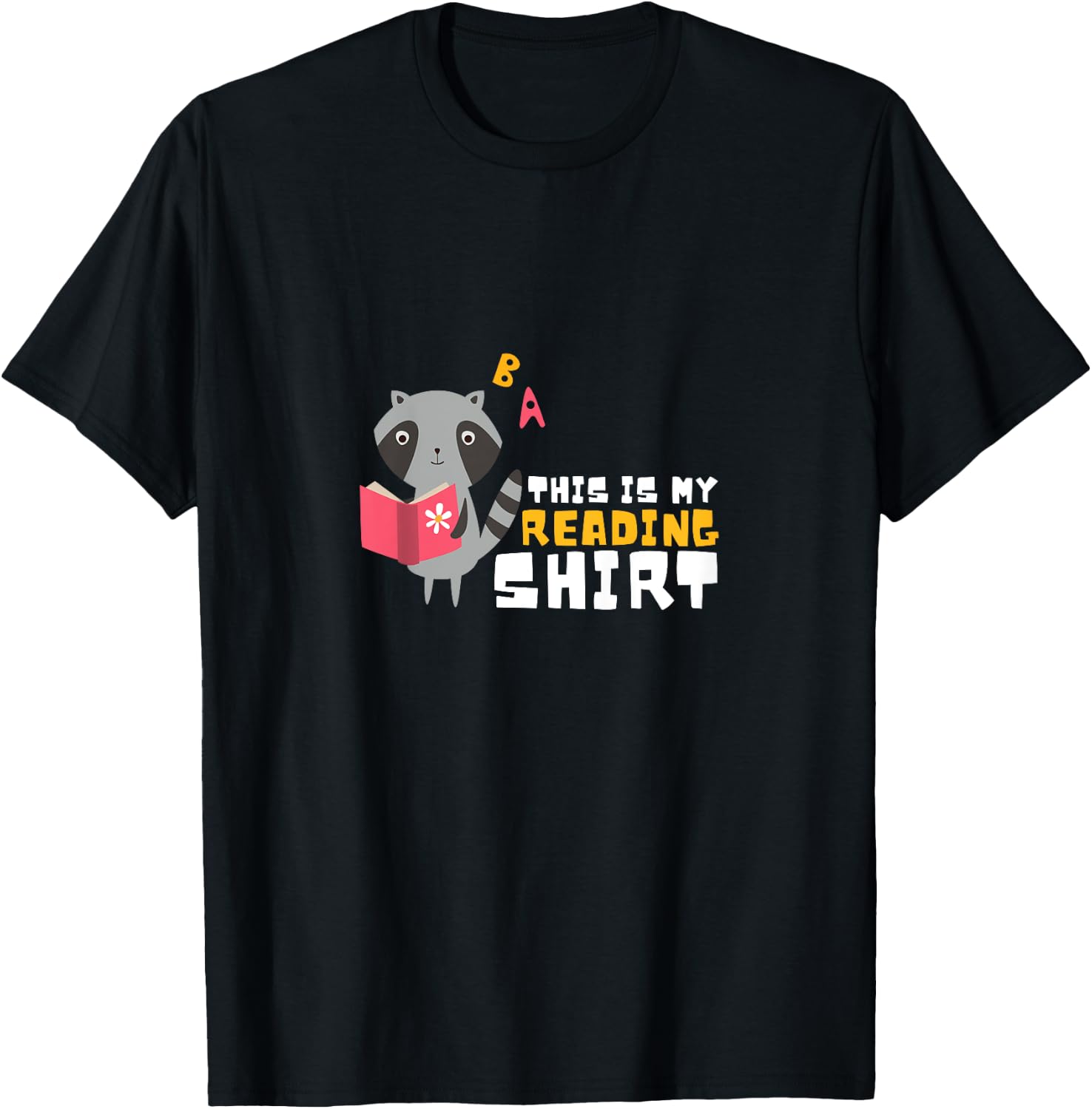 Kids Cute Kawaii Raccoon This is my reading T-Shirt - T-Shirt | Black