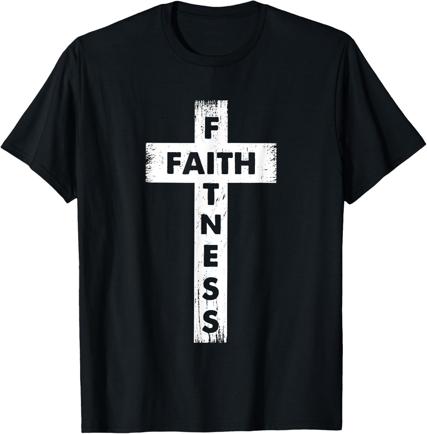 Faith And Fitness Holy Cross Christian Weightlifter Gym T-Shirt - T-Shirt | Black