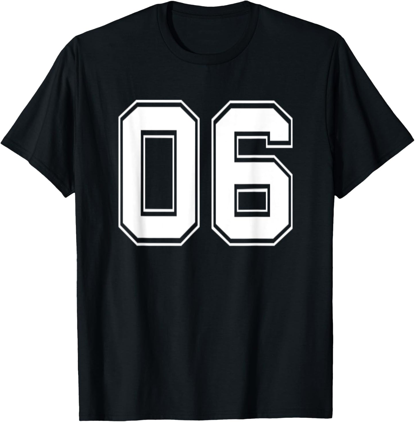 Number 06 Baseball Football Soccer Birthday T-Shirt - T-Shirt | Black