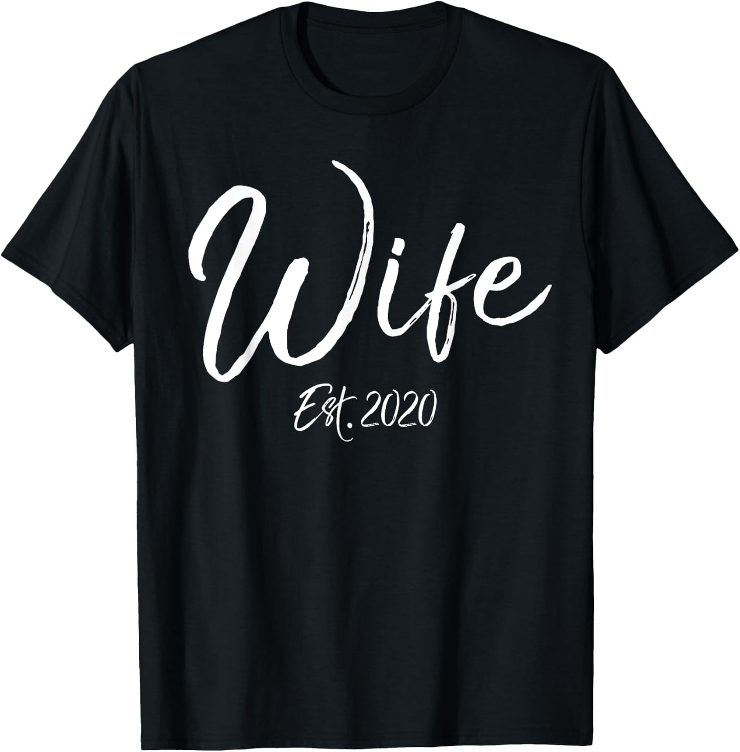 Matching Cute New Wife Gift from Husband Fun Wife Est. 2020 T-Shirt - T-Shirt | Black