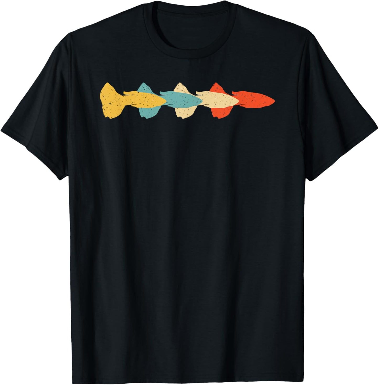 Guppy Vintage Retro Rainbow fish Pet Lover 60s 70s Gift T-Shirt - T-Shirt | Black