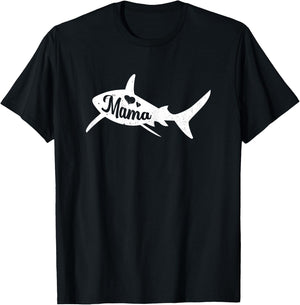 Mama Shark Mothers Day Cute Ocean Animal Mom Momma Mommy T-Shirt - T-Shirt | Black