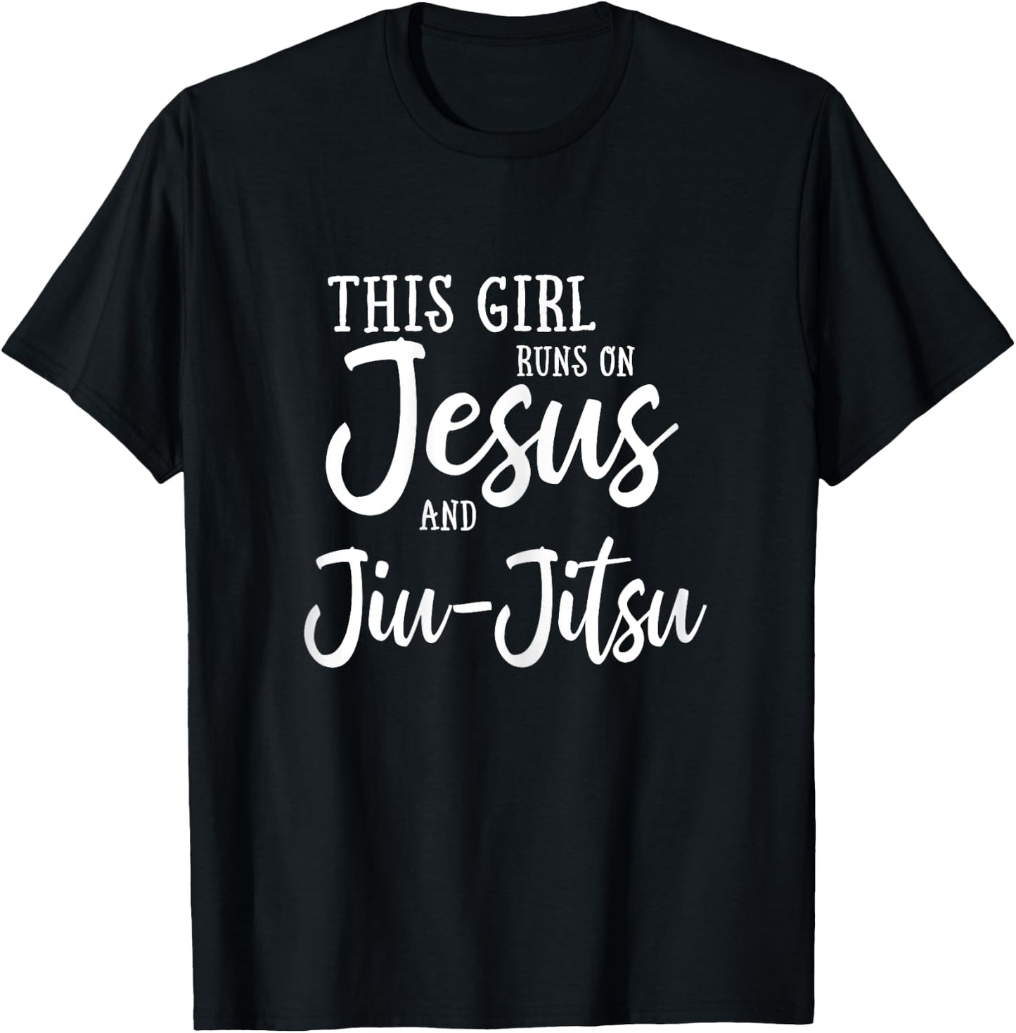 This Girl Runs On Jesus And Jiu Jitsu Christian Gift T-Shirt - T-Shirt | Black