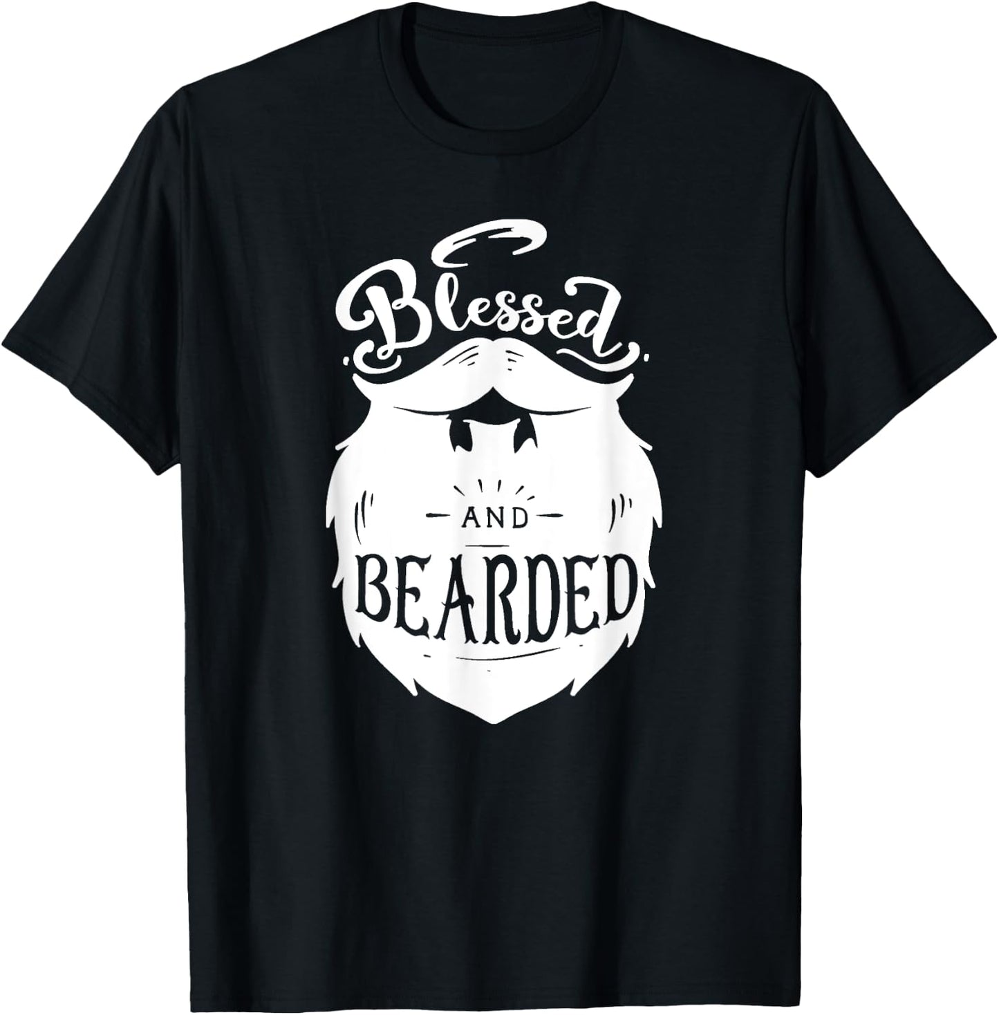 Blessed and Bearded - Jesus Praying Beard Hair Mustache T-Shirt - T-Shirt | Black