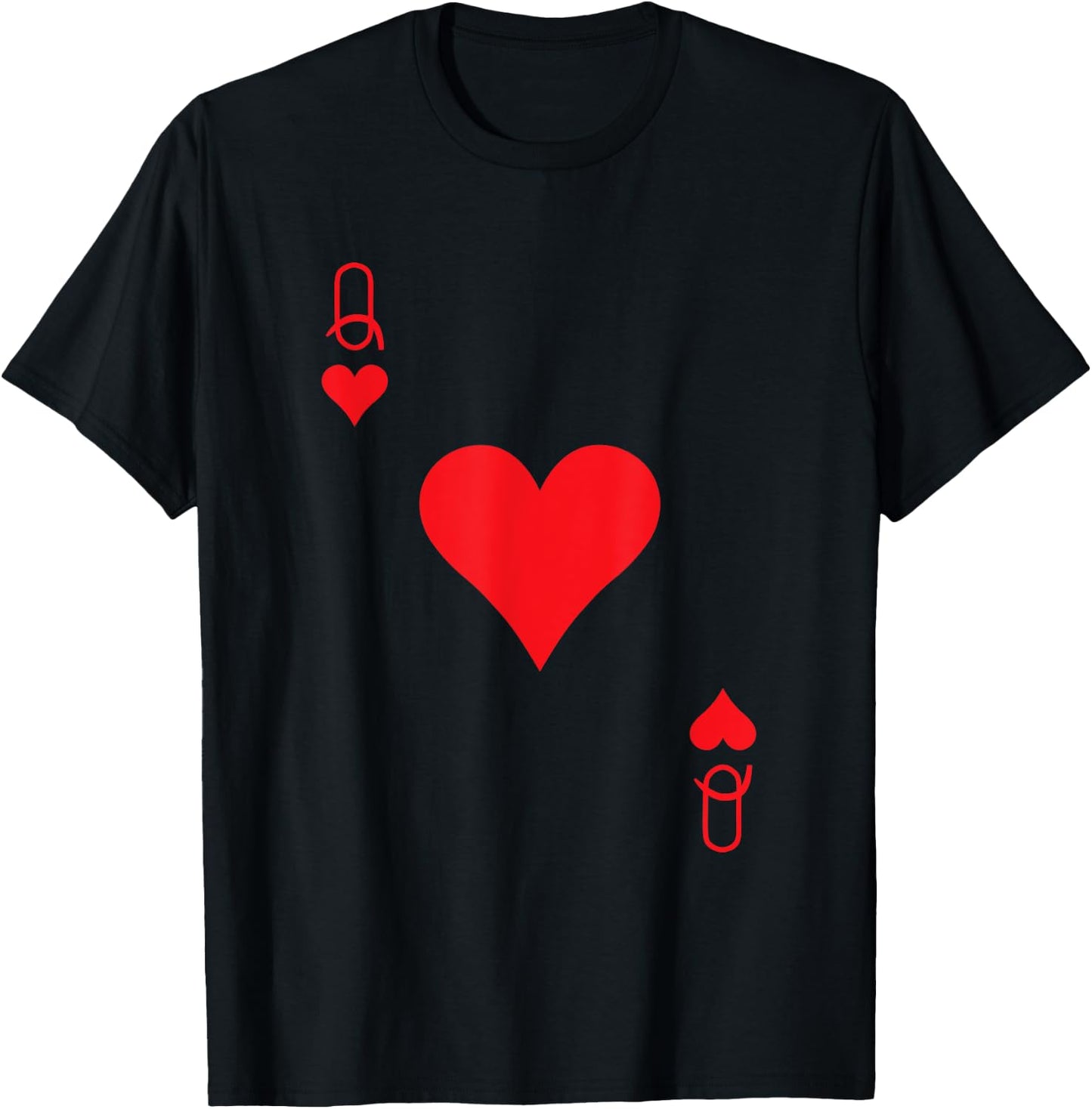 Queen of Hearts Cards Valentine Matching Couple Him & Her T-Shirt - T-Shirt | Black