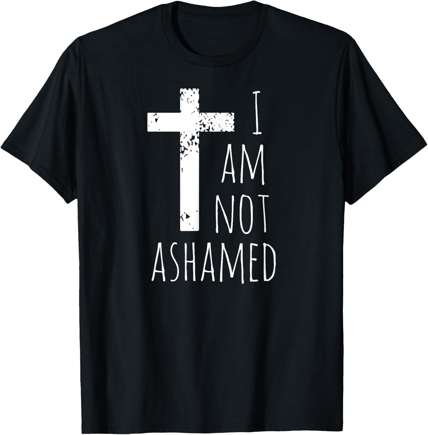 I am not ashamed - Big Red Cross - Gospel Christian Faith T-Shirt - T-Shirt | Black