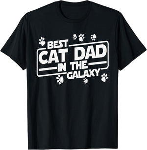 Best Cat Dad In The Galaxy Best Cat Dad Ever Funny Cat Quote T-Shirt - T-Shirt | Black