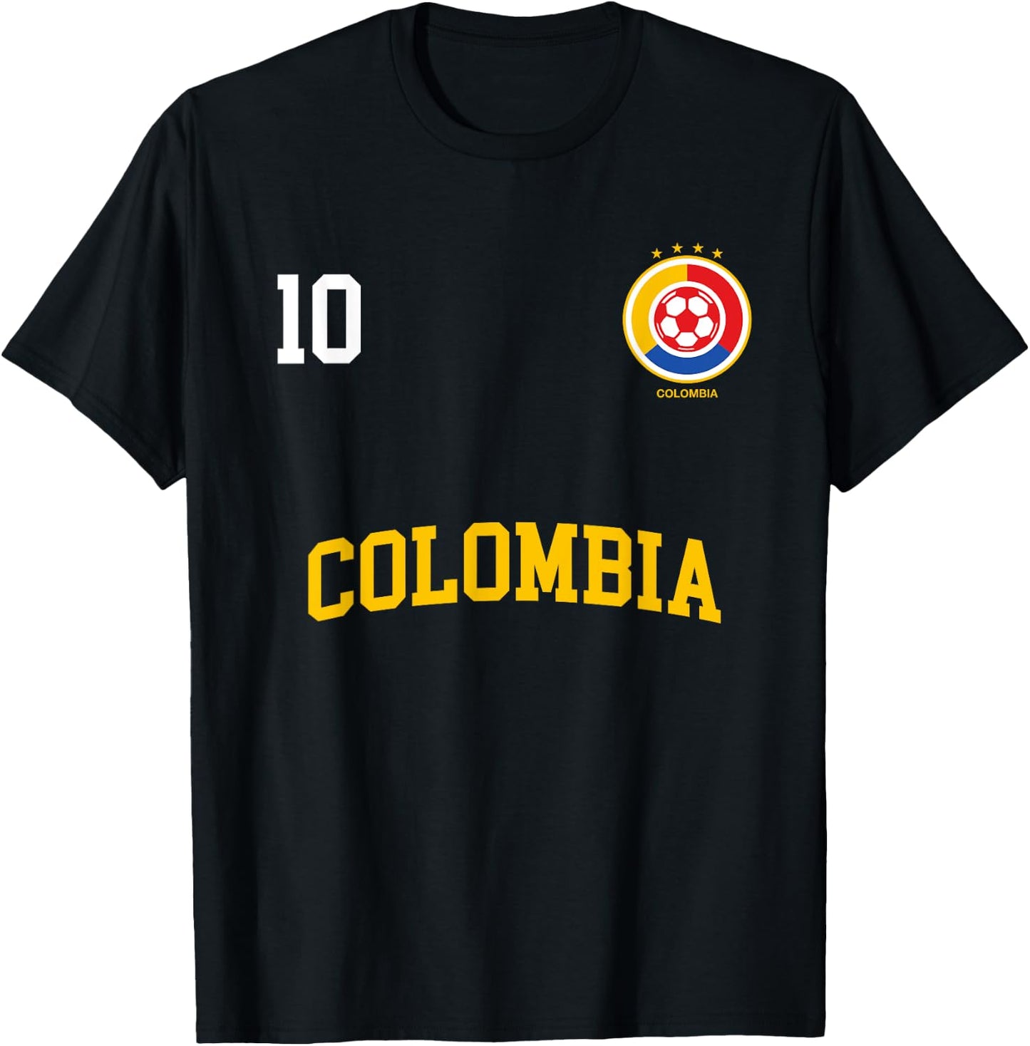 Colombia Soccer Shirt 10 + BACK Colombian Flag Camisa Futbol T-Shirt - T-Shirt | Black