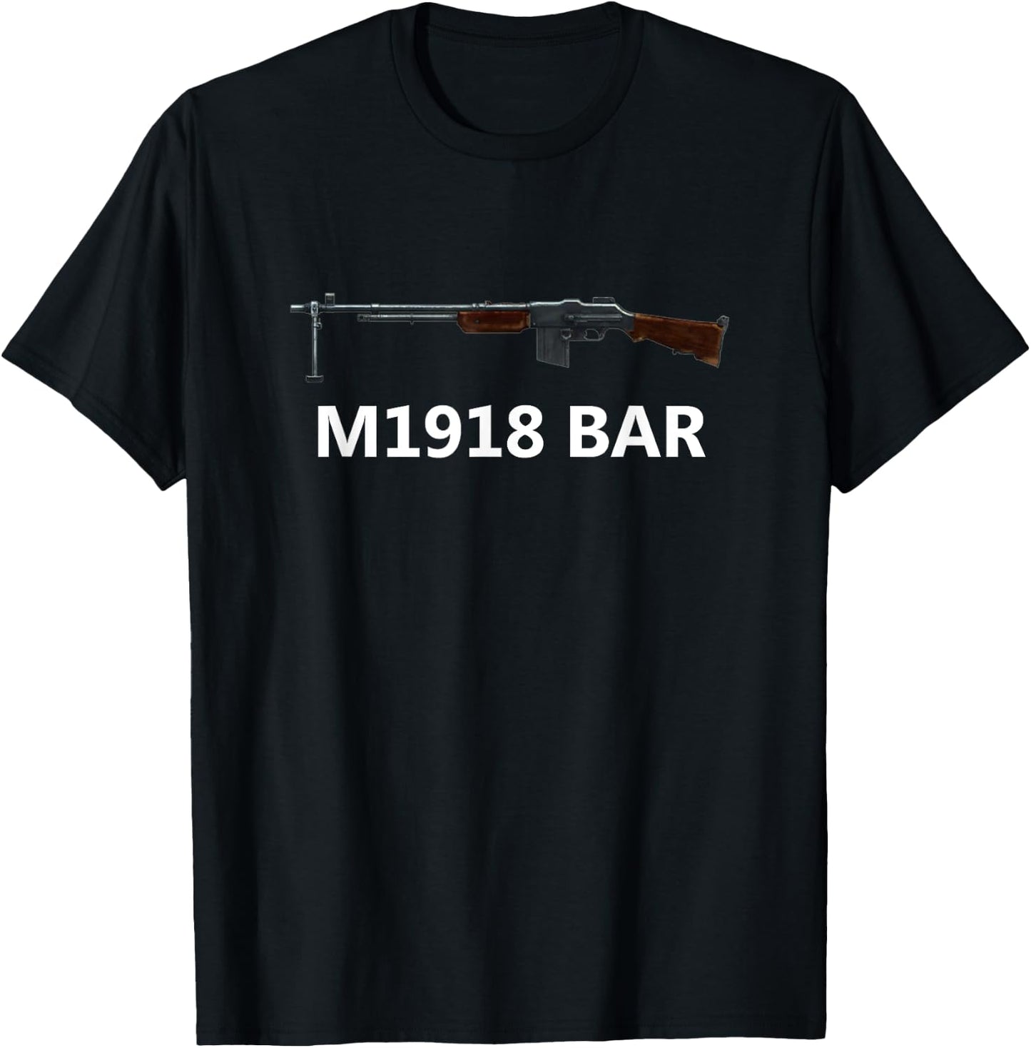 M1918 Bar Rifle Gun Firearm WW2 WWII Army Military T-Shirt - T-Shirt | Black